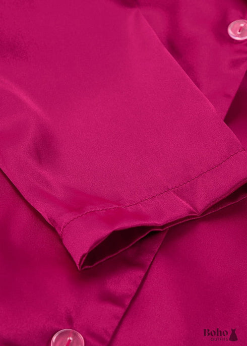 Pijama bohemio, conjunto de pijama de satén Francine en rojo